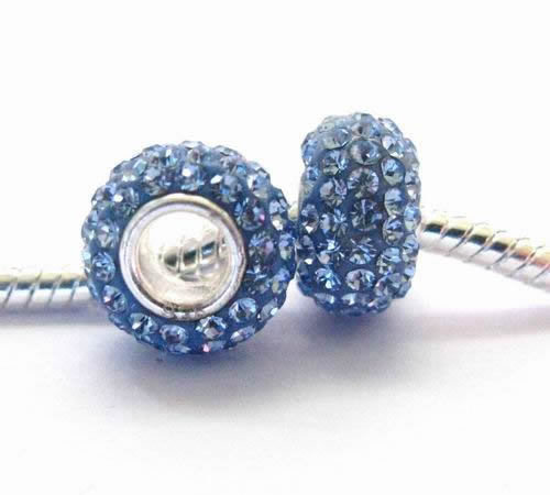 Pandora-style 925 zilver kristal lichtblauw