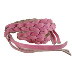Gevlochten armband ECHT LEER roze